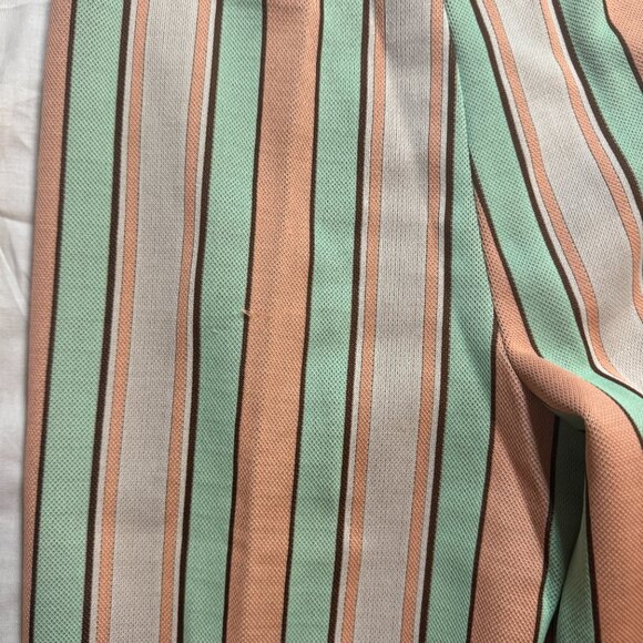 American Vintage Pink and Green Polyester Pull-On Bell Bottom Pants, 28 Waist - Picture 4 of 6